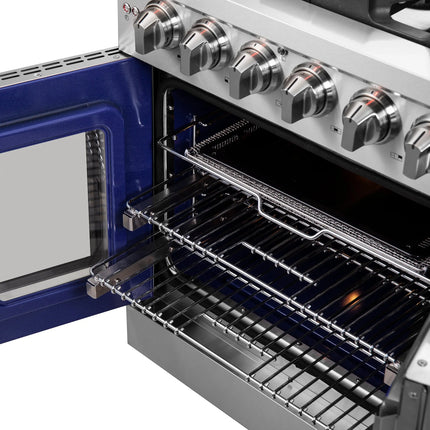 Forno Massimo 30-Inch Freestanding French Door Gas Range, 4 Burners, Convection Oven, Energy Efficient FORNO