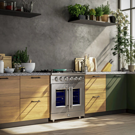 Forno Massimo 30-Inch Freestanding French Door Gas Range, 4 Burners, Convection Oven, Energy Efficient FORNO