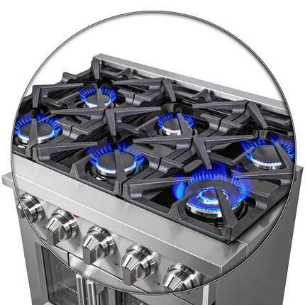 Forno Massimo 36-Inch Freestanding French Door Gas Range, 6 Burners, Convection Oven, Energy Efficient FORNO