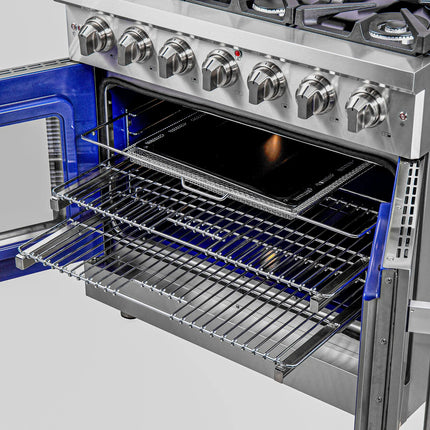 Forno Massimo 36-Inch Freestanding French Door Gas Range, 6 Burners, Convection Oven, Energy Efficient FORNO