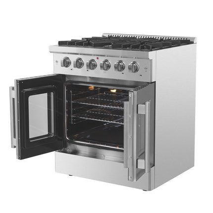 Forno Galiano 30-Inch Freestanding French Door Gas Range, 4 Burners, Convection Oven, Energy Efficient FORNO