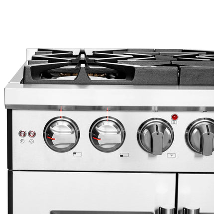 Forno Capriasca 30-Inch Freestanding French Door Gas Range, 4 Burners, Convection Oven, Energy Efficient FORNO