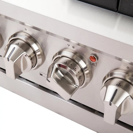 FORNO Capriasca 48-inch Gas Range Stainless Steel, 8 Brass Burners 160,000 BTU, 6.58 cu.ft. Double Oven FORNO
