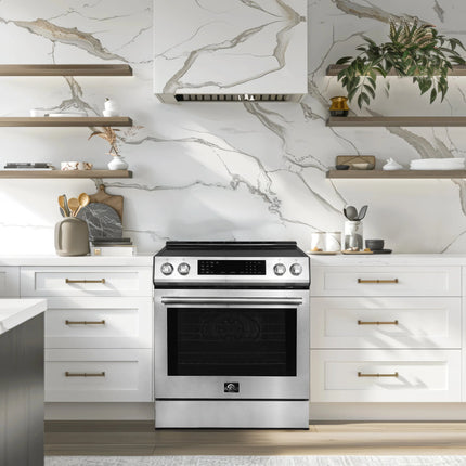 FORNO Premium 2-Piece Kitchen Bundle - Donatello 30" Induction Range, Guardia 46.8" Bottom Freezer Refrigerator - FBDL-008-01CAUS FORNO
