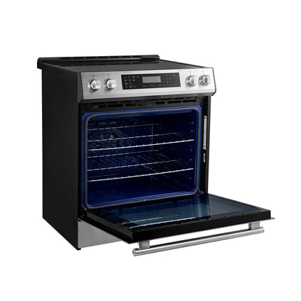 Forno Donatello Espresso 30-Inch Slide-In Stainless Steel Induction Range, Convection Oven, 5 Cooking Zones, Touch Control Panel FORNO