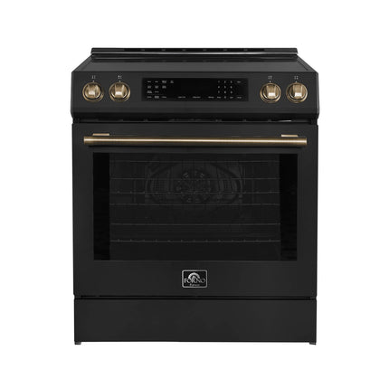 Forno Donatello Espresso 30-Inch Slide-In Black Induction Range, Convection Oven, 5 Cooking Zones, Touch Control Panel FORNO