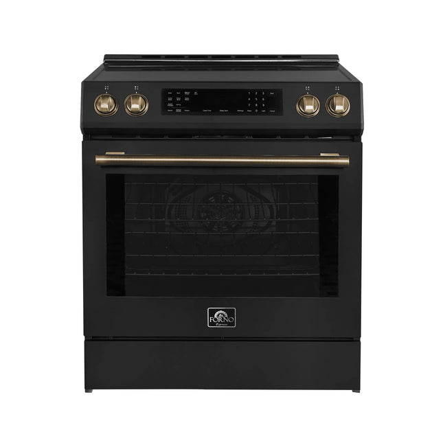 Forno Donatello Espresso 30-Inch Slide-In Black Induction Range, Convection Oven, 5 Cooking Zones, Touch Control Panel FORNO