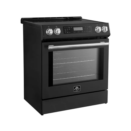 Forno Donatello Espresso 30-Inch Slide-In Black Induction Range, Convection Oven, 5 Cooking Zones, Touch Control Panel FORNO
