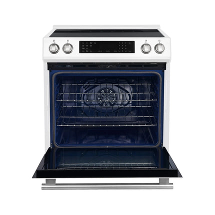 Forno Donatello Espresso 30-Inch Slide-In White Induction Range, Convection Oven, 5 Cooking Zones, Touch Control Panel FORNO