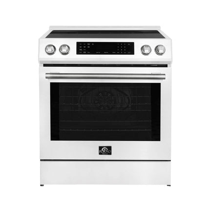 Forno Donatello Espresso 30-Inch Slide-In White Induction Range, Convection Oven, 5 Cooking Zones, Touch Control Panel FORNO