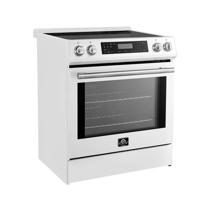 Forno Donatello Espresso 30-Inch Slide-In White Induction Range, Convection Oven, 5 Cooking Zones, Touch Control Panel FORNO