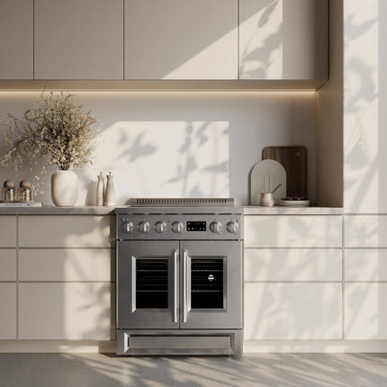 Forno Torino 30 Inch French Door Induction Range with Air Fryer and True Convection Oven FORNO