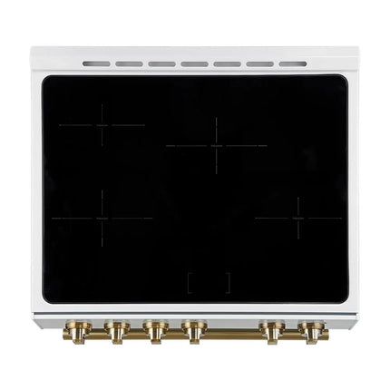 Forno Leonardo Espresso 30-Inch Slide-In White Induction Range, Convection Oven, 5 Cooking Zones, Touch Control Panel FORNO