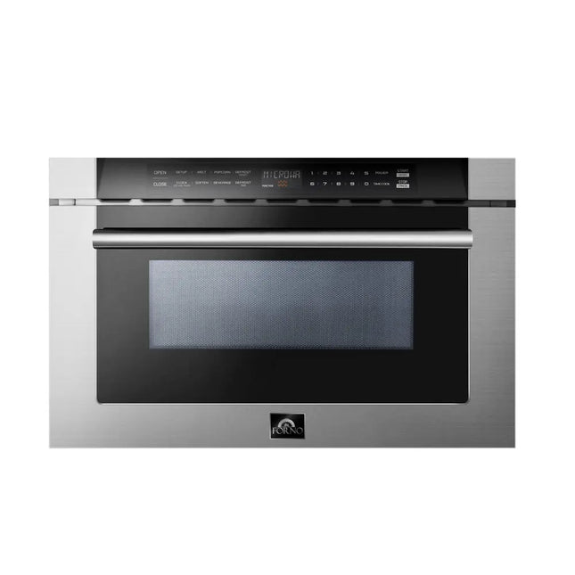 Forno Capoliveri 24-Inch Microwave Drawer, Stainless Steel, 1.2 cu.ft, 1500 Watts, Built-In, Touch Control LCD Display, Auto-Touch Open/Close, 11 Power Levels, Sensor Cooking FORNO
