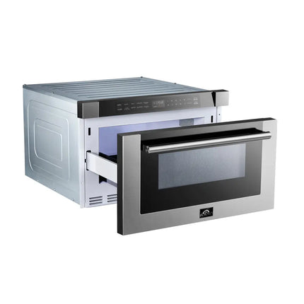 Forno Capoliveri 24-Inch Microwave Drawer, Stainless Steel, 1.2 cu.ft, 1500 Watts, Built-In, Touch Control LCD Display, Auto-Touch Open/Close, 11 Power Levels, Sensor Cooking FORNO
