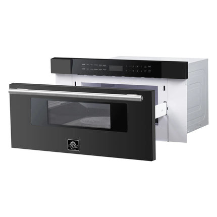 Forno Capoliveri Espresso 30-Inch Microwave Drawer, Black, 1.2 cu.ft, 1500 Watts, Built-In, Touch Control LCD Display, Auto-Touch Open/Close, 11 Power Levels, Sensor Cooking FORNO