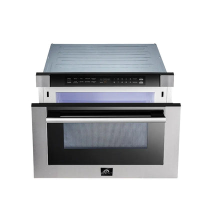 Forno Capoliveri 24-Inch Microwave Drawer, Stainless Steel, 1.2 cu.ft, 1500 Watts, Built-In, Touch Control LCD Display, Auto-Touch Open/Close, 11 Power Levels, Sensor Cooking FORNO