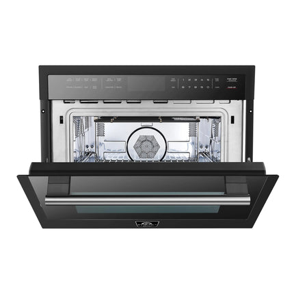 Forno Oliena Espresso Black 24-Inch Built-In Microwave and Convection Oven Combo, 1.6 cu.ft, 1750W Convection, 1000W Microwave, Stainless Steel Interior, Glass Touch Controls, Sensor Cooking FORNO