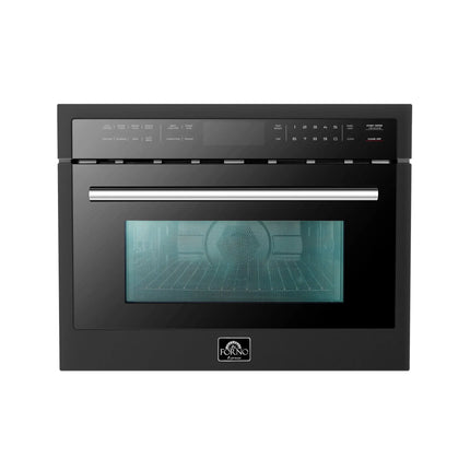 Forno Oliena Espresso Black 24-Inch Built-In Microwave and Convection Oven Combo, 1.6 cu.ft, 1750W Convection, 1000W Microwave, Stainless Steel Interior, Glass Touch Controls, Sensor Cooking FORNO