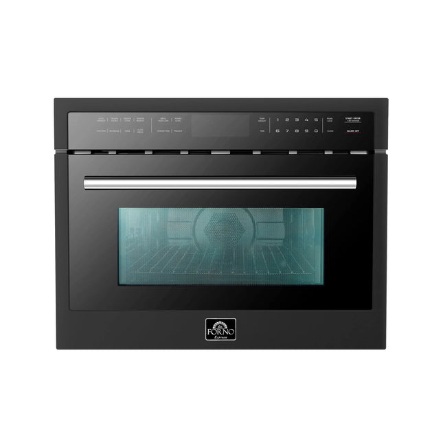 Forno Oliena Espresso Black 24-Inch Built-In Microwave and Convection Oven Combo, 1.6 cu.ft, 1750W Convection, 1000W Microwave, Stainless Steel Interior, Glass Touch Controls, Sensor Cooking FORNO