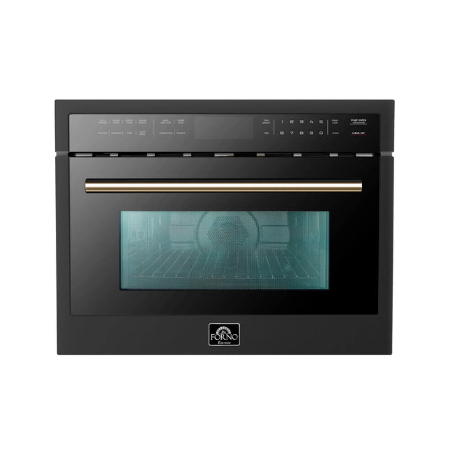 Forno Oliena Espresso Black 24-Inch Built-In Microwave and Convection Oven Combo, 1.6 cu.ft, 1750W Convection, 1000W Microwave, Stainless Steel Interior, Glass Touch Controls, Sensor Cooking FORNO
