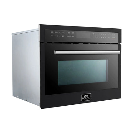 Forno Oliena Espresso Black 24-Inch Built-In Microwave and Convection Oven Combo, 1.6 cu.ft, 1750W Convection, 1000W Microwave, Stainless Steel Interior, Glass Touch Controls, Sensor Cooking FORNO