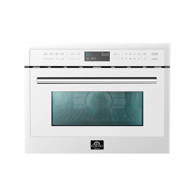 Forno Oliena Espresso White 24-Inch Built-In Microwave and Convection Oven Combo, 1.6 cu.ft, 1750W Convection, 1000W Microwave, Stainless Steel Interior, Glass Touch Controls, Sensor Cooking FORNO