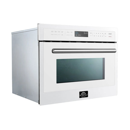 Forno Oliena Espresso White 24-Inch Built-In Microwave and Convection Oven Combo, 1.6 cu.ft, 1750W Convection, 1000W Microwave, Stainless Steel Interior, Glass Touch Controls, Sensor Cooking FORNO