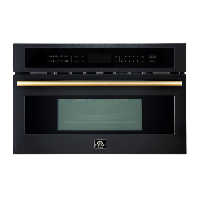 Forno Oliena Espresso Black 30-Inch Built-In Microwave and Convection Oven Combo, 1.6 cu.ft, 1750W Convection, 1000W Microwave, Stainless Steel Interior, Glass Touch Controls, Sensor Cooking FORNO