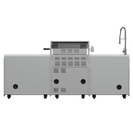 FORNO Bulnes 30-Inch BBQ, 60,000 BTU, 3 Burners with Sear & Rotisserie Infrared Burners, Stainless Steel Outdoor Kitchen with 1.8 cu.ft. Beverage Center & White Sintered Stone Countertops FORNO