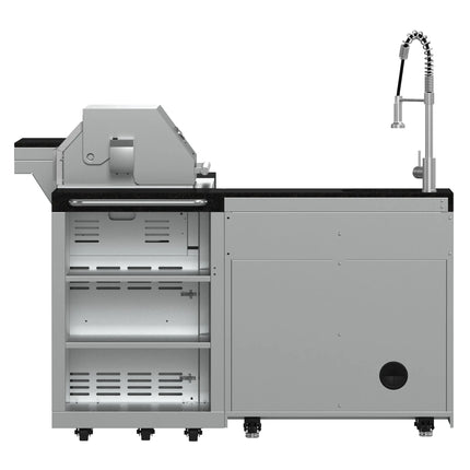 FORNO Bulnes 40-Inch BBQ, 95,000 BTU, 5 Burners, Sear & Rotisserie Infrared with Side Burner, Stainless Steel Outdoor Kitchen with 1.8 cu.ft. Beverage Center & Black Granite Countertops FORNO