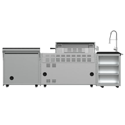 FORNO Bulnes 40-Inch BBQ, 95,000 BTU, 5 Burners, Sear & Rotisserie Infrared with Side Burner, Stainless Steel Outdoor Kitchen with 1.8 cu.ft. Beverage Center & Black Granite Countertops FORNO