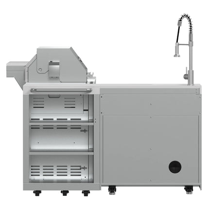 FORNO Bulnes 40-Inch BBQ, 95,000 BTU, 5 Burners, Sear & Rotisserie Infrared with Side Burner, Stainless Steel Outdoor Kitchen with 1.8 cu.ft. Beverage Center & White Sintered Stone Countertops FORNO