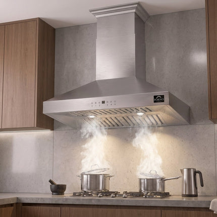 Forno Coppito 30-Inch Island Range Hood, Stainless Steel, LED Lighting, Adjustable Fan Speeds FORNO