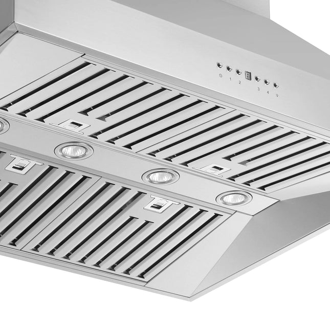 Forno Coppito 36-Inch Island Range Hood, Stainless Steel, LED Lighting, Adjustable Fan Speeds FORNO