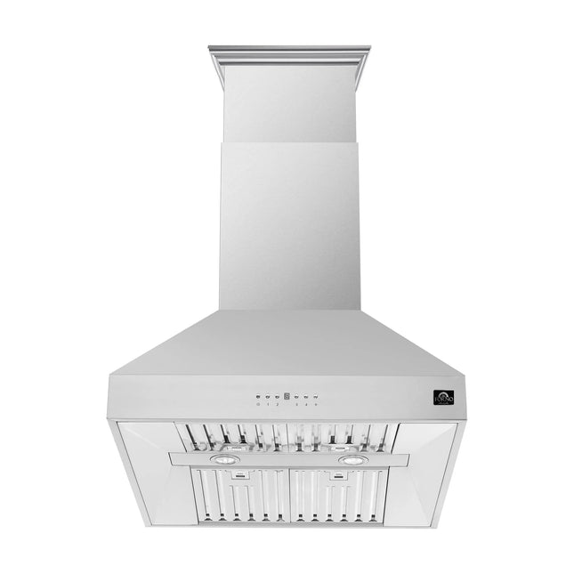Forno Coppito 36-Inch Island Range Hood, Stainless Steel, LED Lighting, Adjustable Fan Speeds FORNO