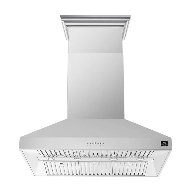 Forno Coppito 48-Inch Island Range Hood, Stainless Steel, LED Lighting, Adjustable Fan Speeds FORNO
