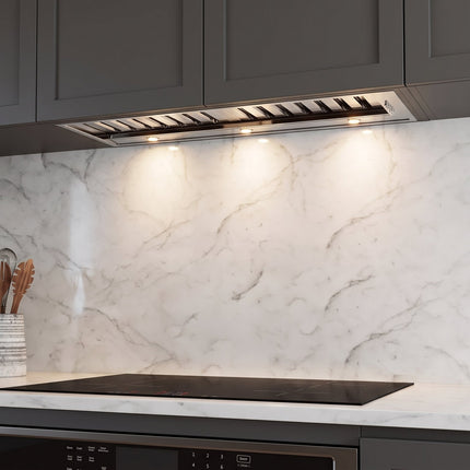 Forno Frassanito 48-Inch Recessed Range Hood, Stainless Steel Baffle Filters, LED Lighting FORNO