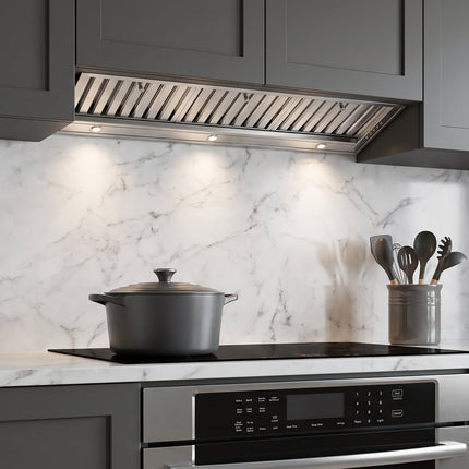 Forno Frassanito 48-Inch Recessed Range Hood, Stainless Steel Baffle Filters, LED Lighting FORNO