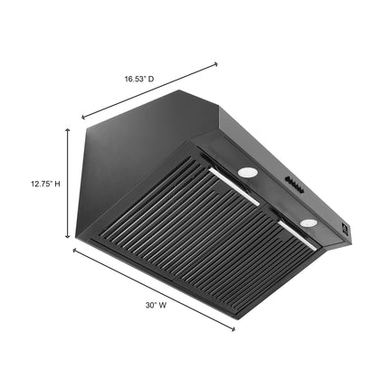 Forno Bari Espresso 30-Inch Under Cabinet Range Hood, Black, 600 CFM, LED Lighting, Dishwasher-Safe Baffle Filters, 3-Speed Fan Control FORNO