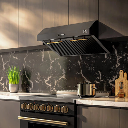 Forno Bari Espresso 30-Inch Under Cabinet Range Hood, Black, 600 CFM, LED Lighting, Dishwasher-Safe Baffle Filters, 3-Speed Fan Control FORNO