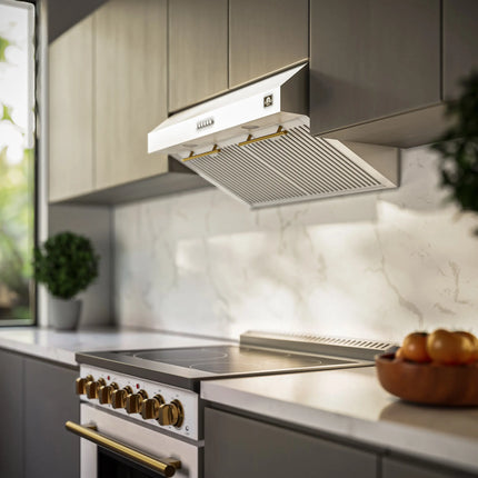Forno Bari Espresso 30-Inch Under Cabinet Range Hood, White, 600 CFM, LED Lighting, Dishwasher-Safe Baffle Filters, 3-Speed Fan Control FORNO
