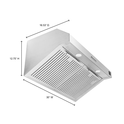 Forno Bari Espresso 30-Inch Under Cabinet Range Hood, Stainless Steel, 400 CFM, LED Lighting, Dishwasher-Safe Baffle Filters, 4-Speed Fan Control FORNO