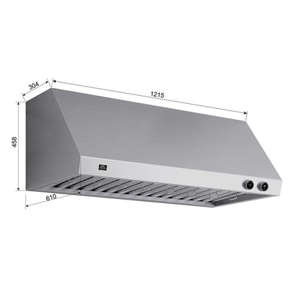 Forno Biagio 48-Inch Wall Mounted Range Hood, Stainless Steel, Heavy Duty FORNO