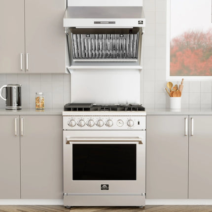 Forno Savona 30-Inch Wall Mount Range Hood, Baffle Filters, Backsplash Included FORNO