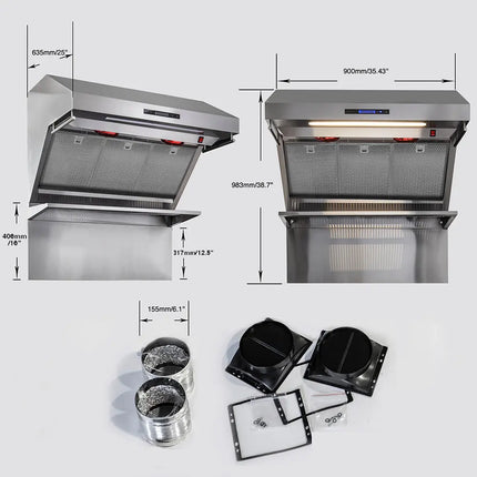 Forno Savona 36-Inch Wall Mount Range Hood, Hybrid Filters, Backsplash Included FORNO