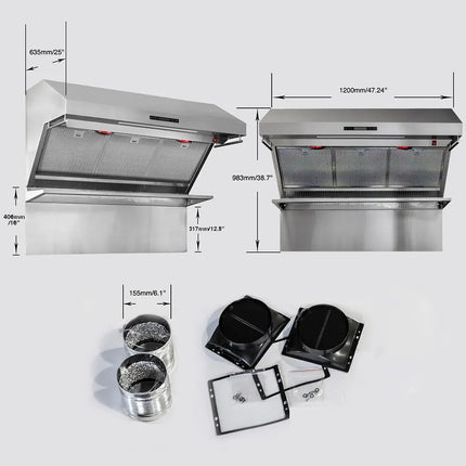 Forno Savona 48-Inch Wall Mount Range Hood, Hybrid Filters, Backsplash Included FORNO