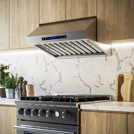 Forno Palazzo 30-Inch Wall Mounted Range Hood, Stainless Steel, Heavy Duty Baffle Filters, Remote Control FORNO