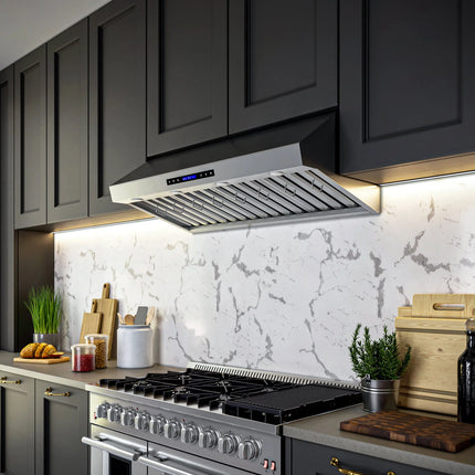 Forno Palazzo 48-Inch Wall Mounted Range Hood, Stainless Steel, Heavy Duty Baffle Filters, Remote Control FORNO