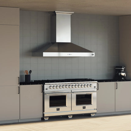 Forno Orvieto 60-Inch Wall Mount Range Hood, LED Lighting, Heavy Duty, Stainless Steel FORNO